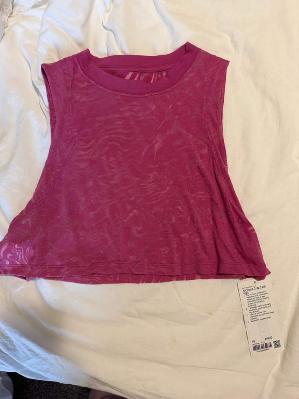 Lululemon oversized tank pink, size 10 NWT